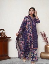 Blue cotton printed suit